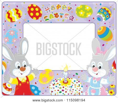 Easter border with bunnies