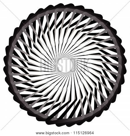 Abstract Spirally, Twirly Shape Isolated On White. Monochrome Vector Element.