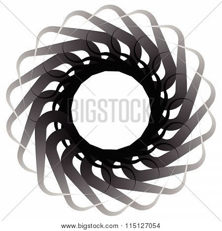 Abstract Spirally, Twirly Shape Isolated On White. Monochrome Vector Element.