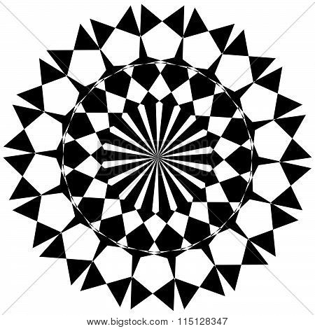 Abstract Spirally, Twirly Shape Isolated On White. Monochrome Vector Element.