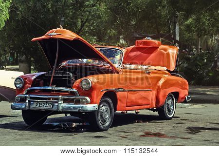 CUBA, HAVANA-JULY 10, 2015: Classic american car on a street in Havana.