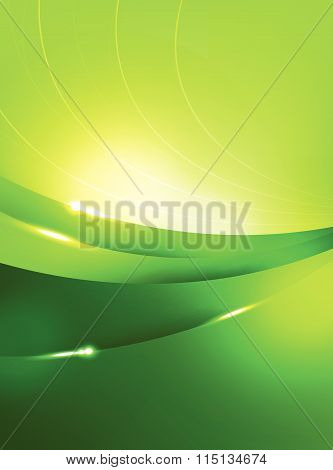 Abstra Background Green Curve And Layed Element Vector Illustration