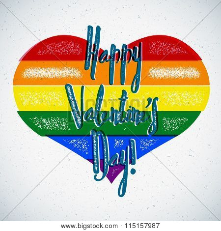 Rainbow gay themed Valentines Day card with shifted colors