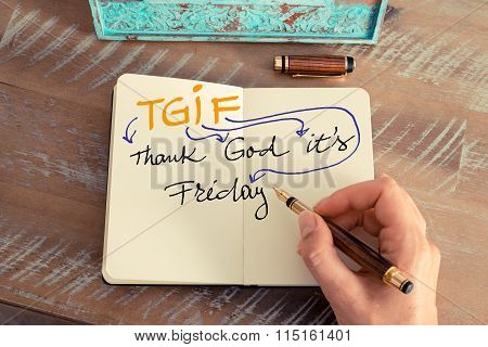 Handwritten Text Tgif Thank God It's Friday