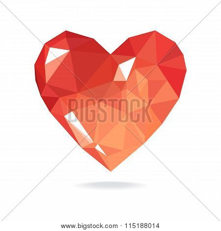Low Poly Heart Isolated On White Background