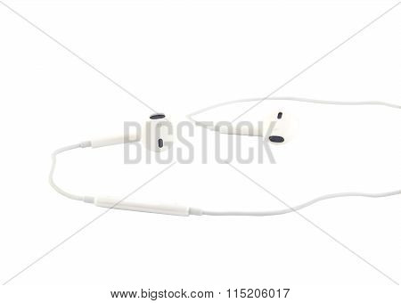 White earphones isolated on white background