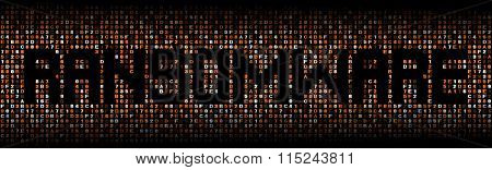 Ransomware text on hex code illustration