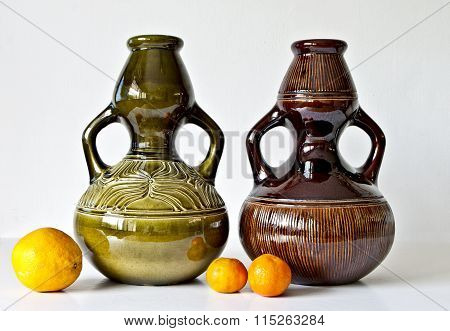 Vintage Ceramic Pair In Retro Style