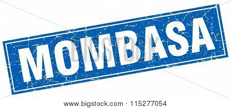 Mombasa blue square grunge vintage isolated stamp