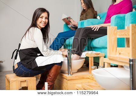Cute Woman Working At A Nail Spa