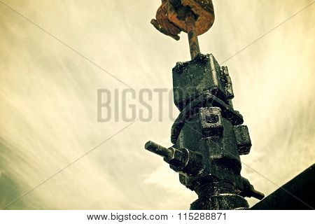 Oil well in Ayoluengo de la Lora, Burgo Province, Castilla Leon, Spain.