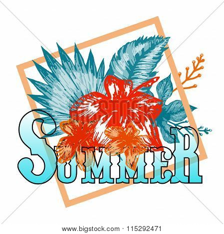 Tropical Vector Toned Print Summer Flowers