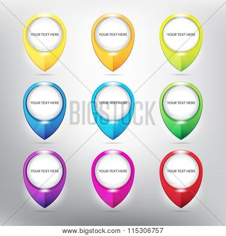 White map markers with circular design set of 9.