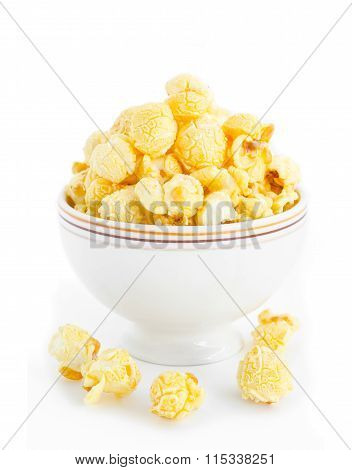 Popcorn In White Bowl.