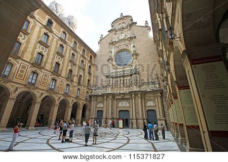 Montserrat, Spain - August 28, 2012: Inner Courtyard Of The Church In Benedictine Abbey Santa Maria