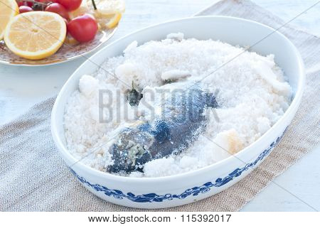 Bream Cooked In Salt And Then Baked In The Oven