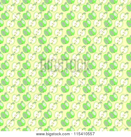 Seamless vector fruit pattern pastel symmetrical background with elements of apples
