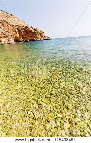 Asia In Thurkey Antalya Lycia Way Water Rocks And Sky Near The Nature