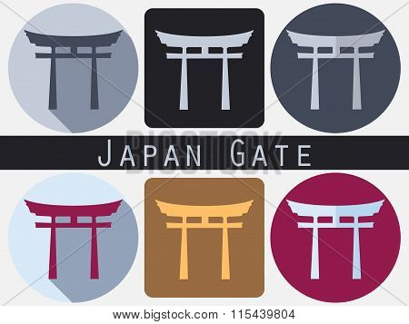Japan Gate. Torii Gate. Flat. Shinto. Historical Monument.