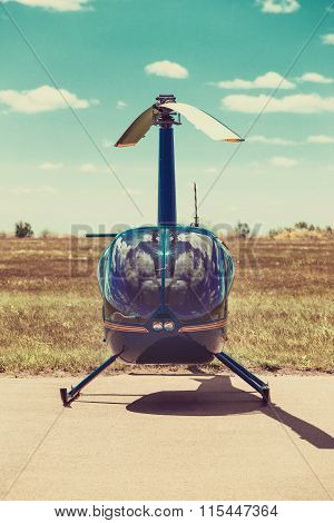 Helicopter parked at the helipad