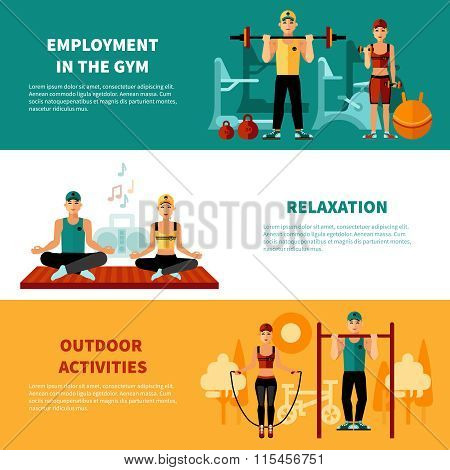 Fitness Horizontal Banners Set