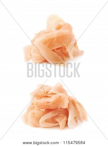 Pile of pickled ginger isolated