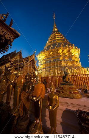 Golden Pagoda Of Wat Phra That Doi Suthep,Thailand.