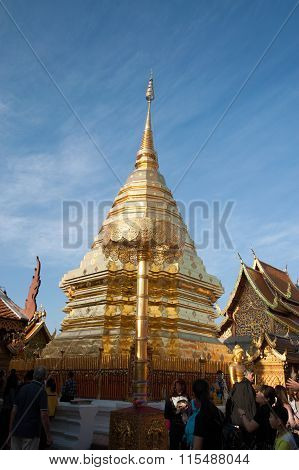 Golden Pagoda Of Wat Phra That Doi Suthep,Thailand.