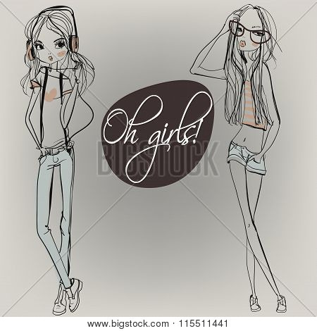 cute cartoon girls
