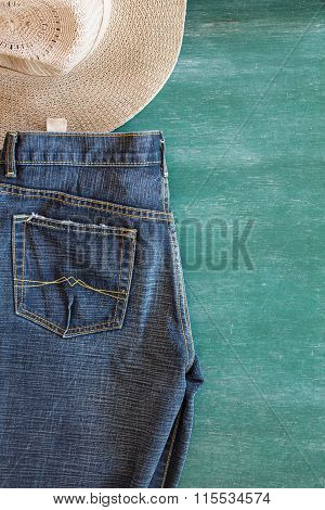 jean and space of chalkboard background to copy or some idea
