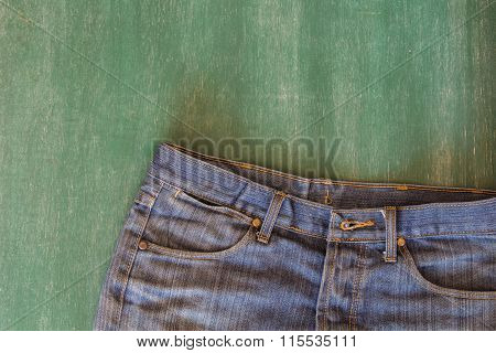 jean and space of chalkboard background to copy or some idea