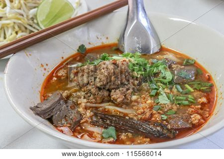 Pork Noddle On White Background