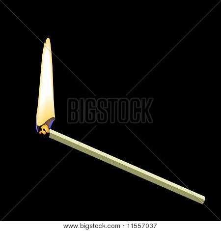 Matchstick branden op zwarte achtergrond