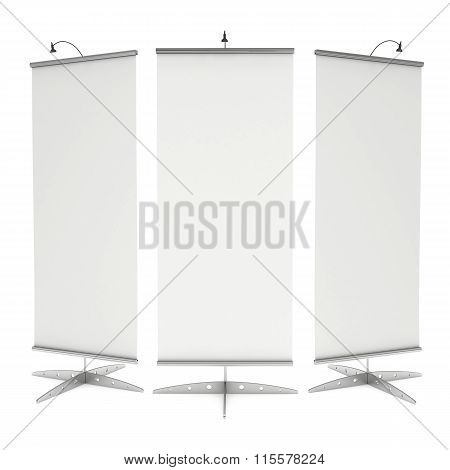Blank Roll Up Banner Stand. 3D