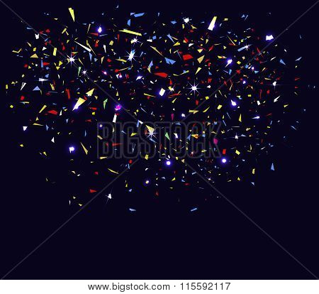 Colorful confetti on dark background