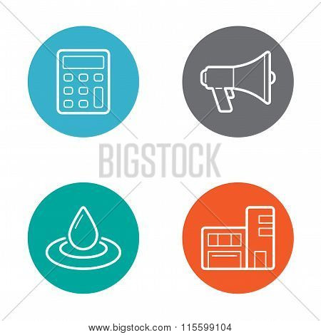 Vector Round Circle Buttons With Icons Can Be Used As Logo Or Icon