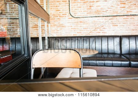Wood Backrest Chair In Cafe Shop