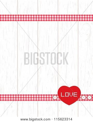 Love hearts on wooden texture background