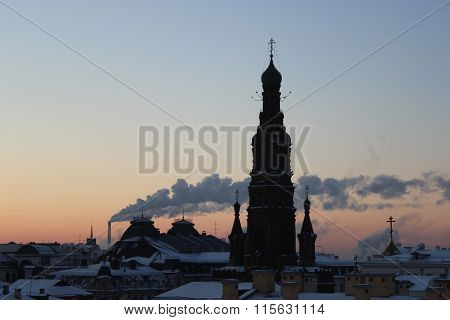 silhouette of a church