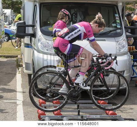 Two women warming up