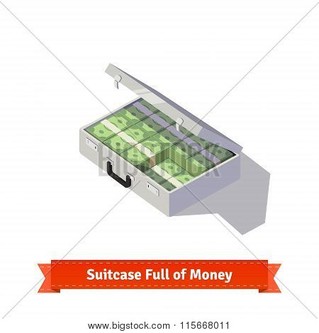 Metal suitcase full of money