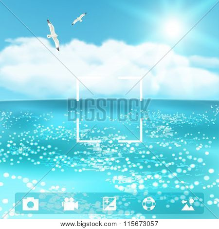 Seascape with Seagulls. Vector illustration, eps10.
