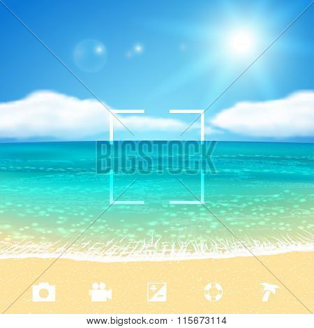 Seascape with Beach. Vector illustration, eps10.