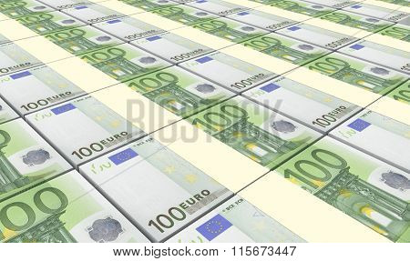 European currency bills stacks background. Computer generated 3D photo rendering.
