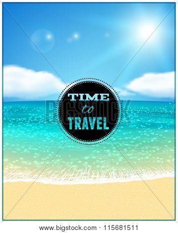 Seascape with Beach. Vector illustration, eps10.