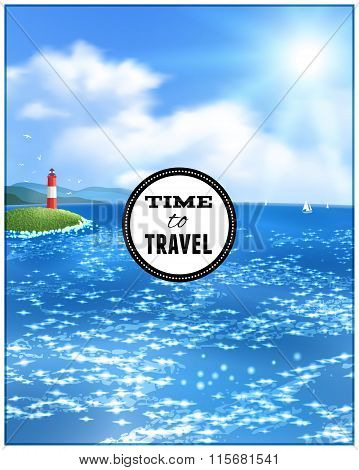 Seascape with Lighthouse. Vector illustration, eps10.