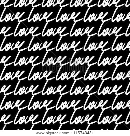 love handwritten  pattern on black background