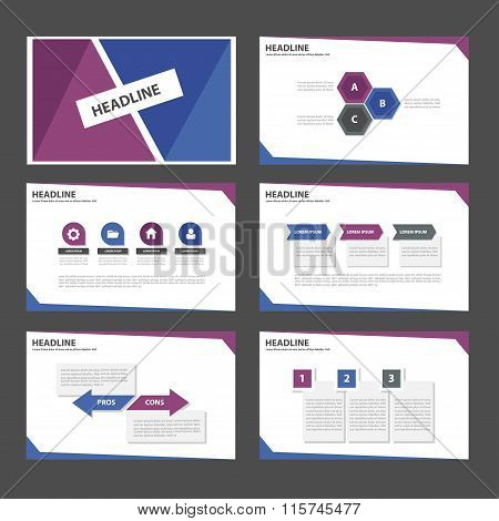 Blue Purple presentation templates flat design