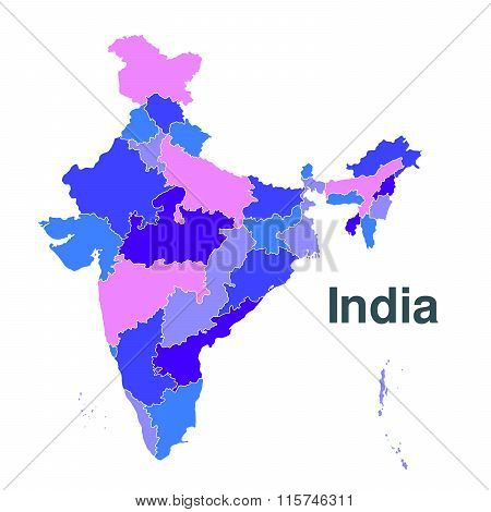 Regions Map Of India. Republic Of India Map