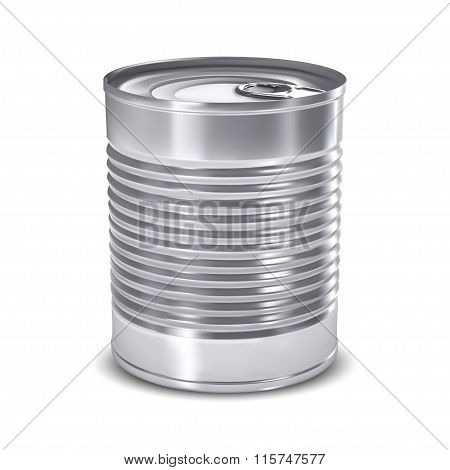 Tincan Ribbed Metal Tin Can, Canned Food. Ready For Your Design. Product Packing Vector EPS10